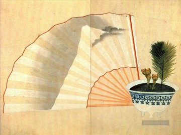  su - Porzellankopf mit offenem Fan Katsushika Hokusai Japanisch